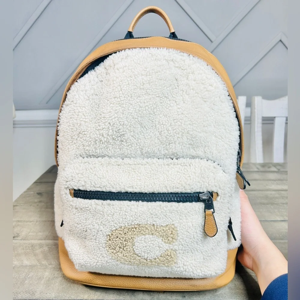 Coach Tan Shearling Motif West Backpack Style No. CE437